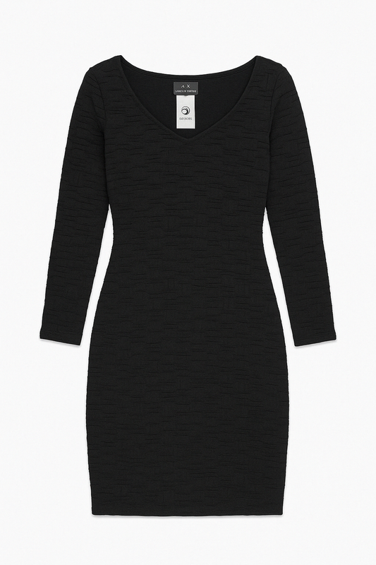Textured Long Sleeve Fitted One-Piece