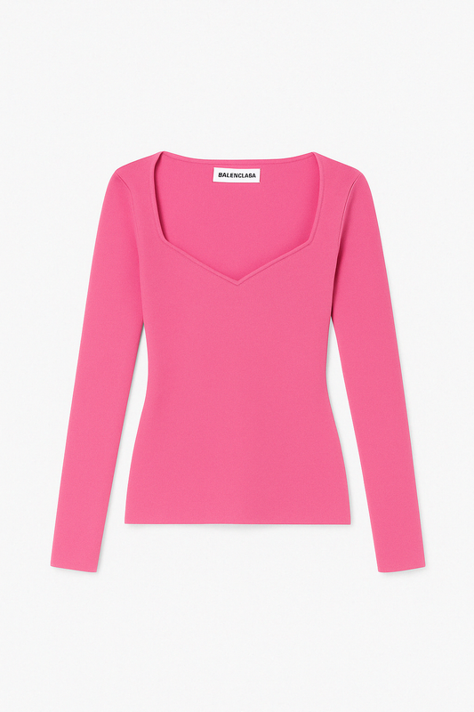 Fuchsia Ribbed Long Sleeve Top