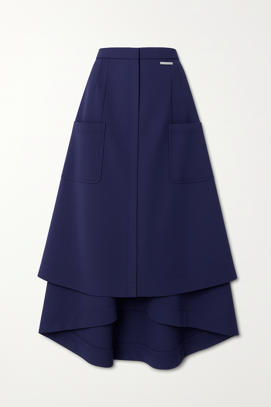 Midi Skirt with Pockets in Navy