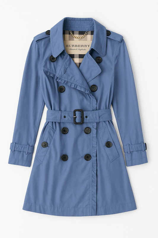 Heritage Silk Trench Coat in Blue