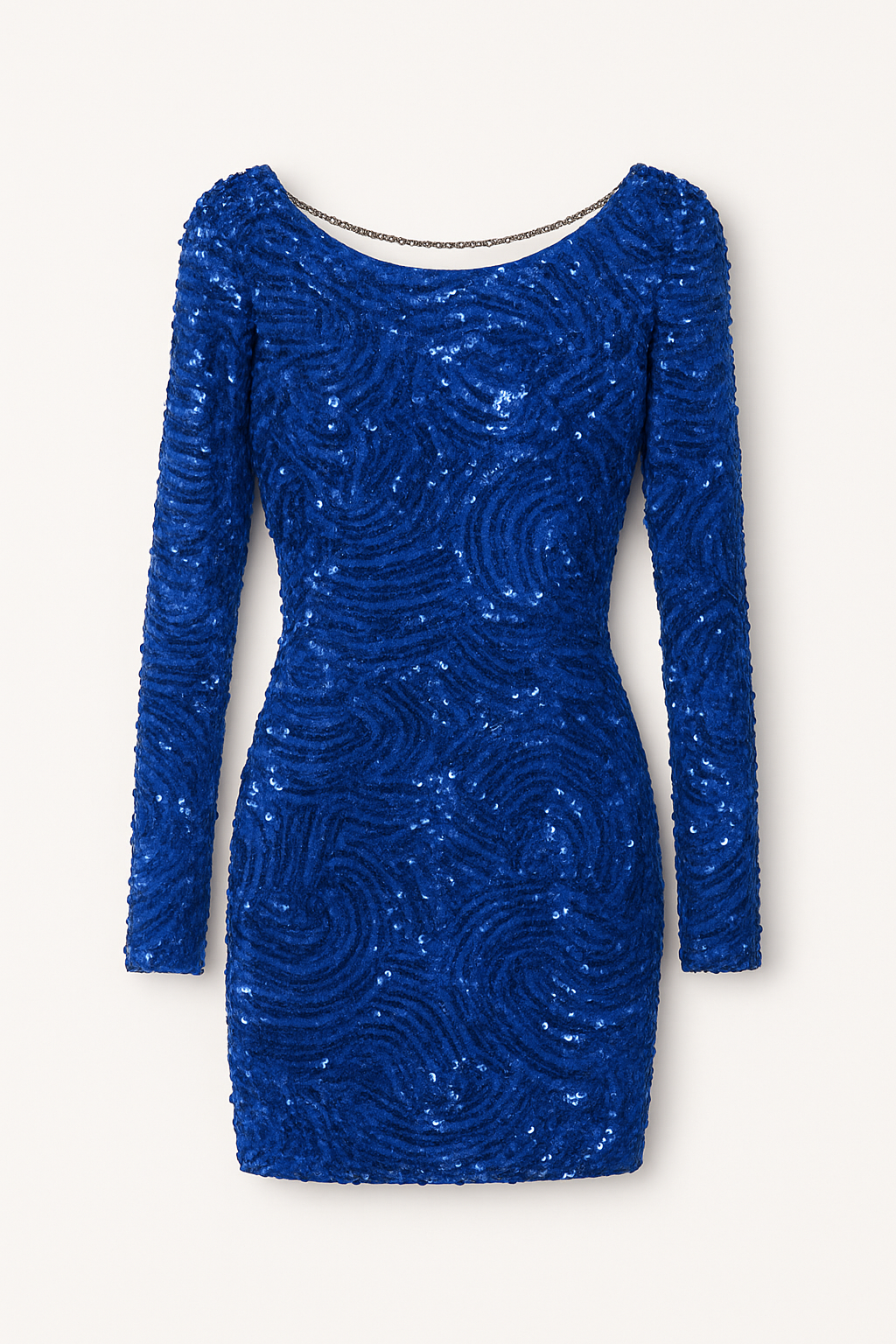 Cobalt Sequin Draped Back Dress
