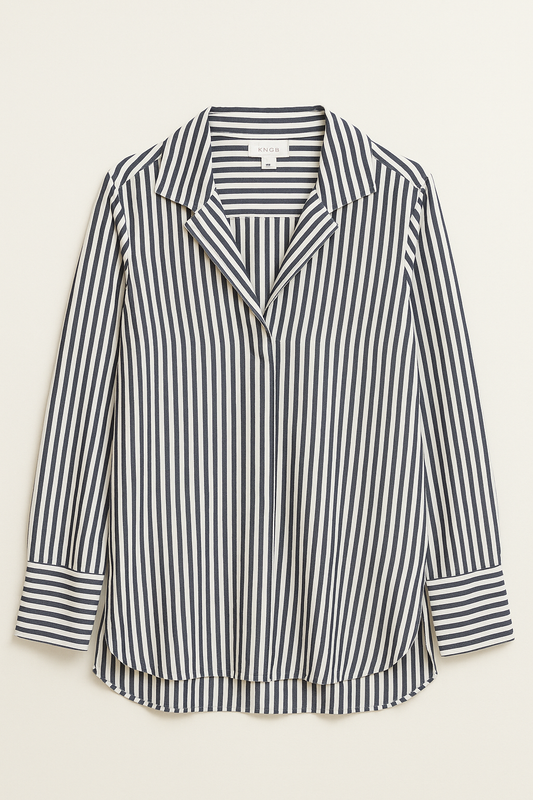 Navy White Striped Relaxed Shirt