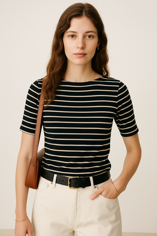 Striped Black Cotton Top