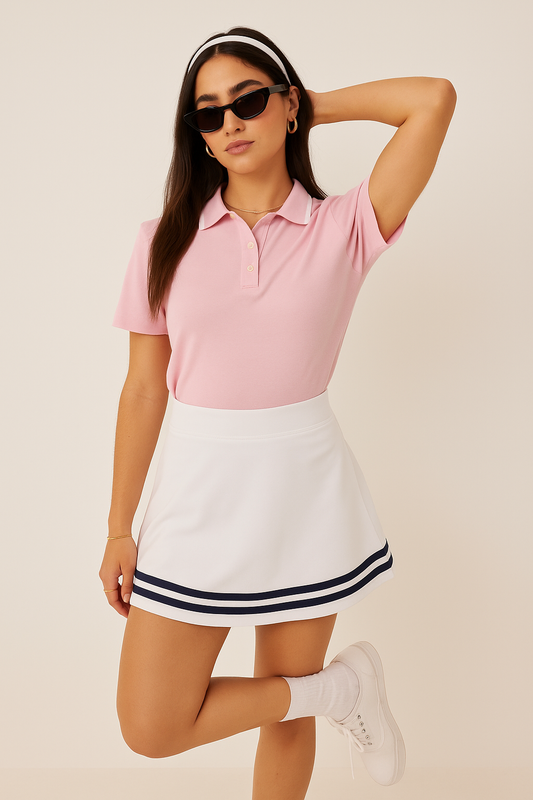 Pastel Pink Contrast Collar Polo