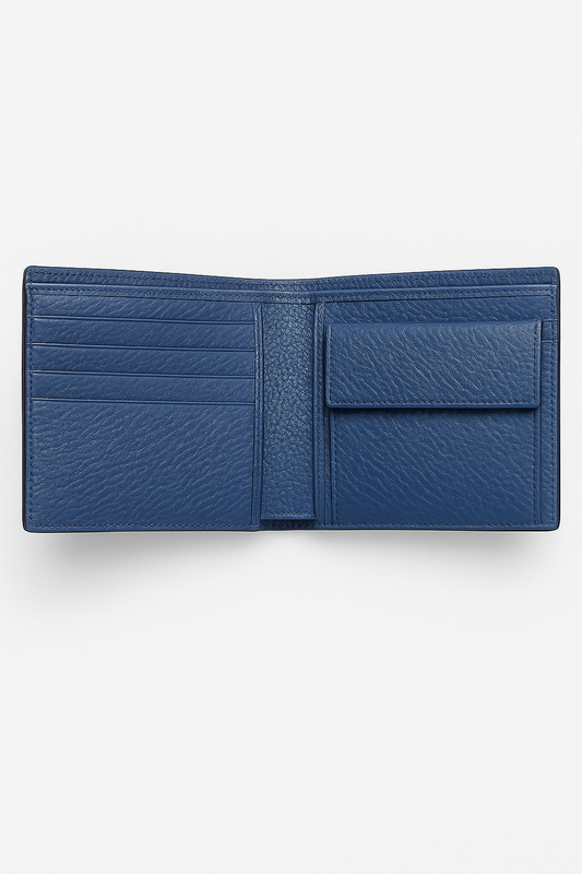 Black Pebbled Leather Bi-Fold Wallet