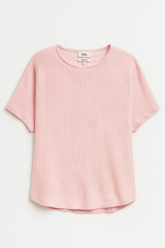 Pink Linen Striped Summer Top