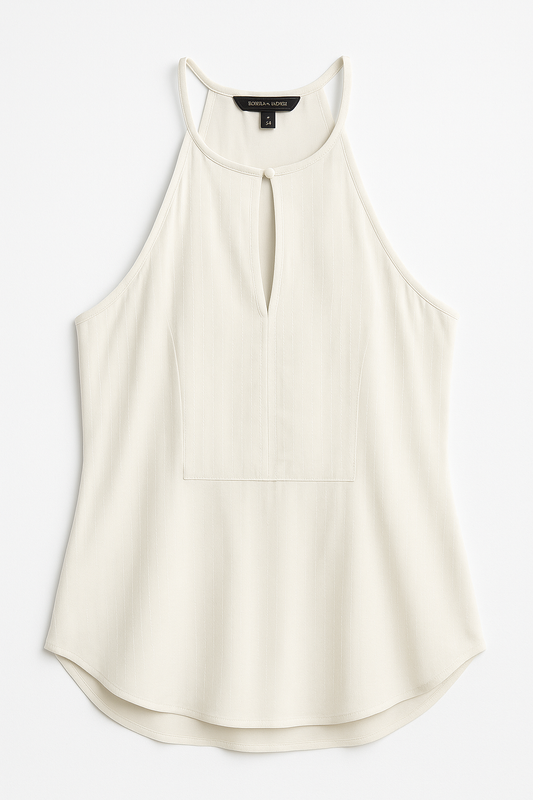 White Sleeveless Keyhole Blouse