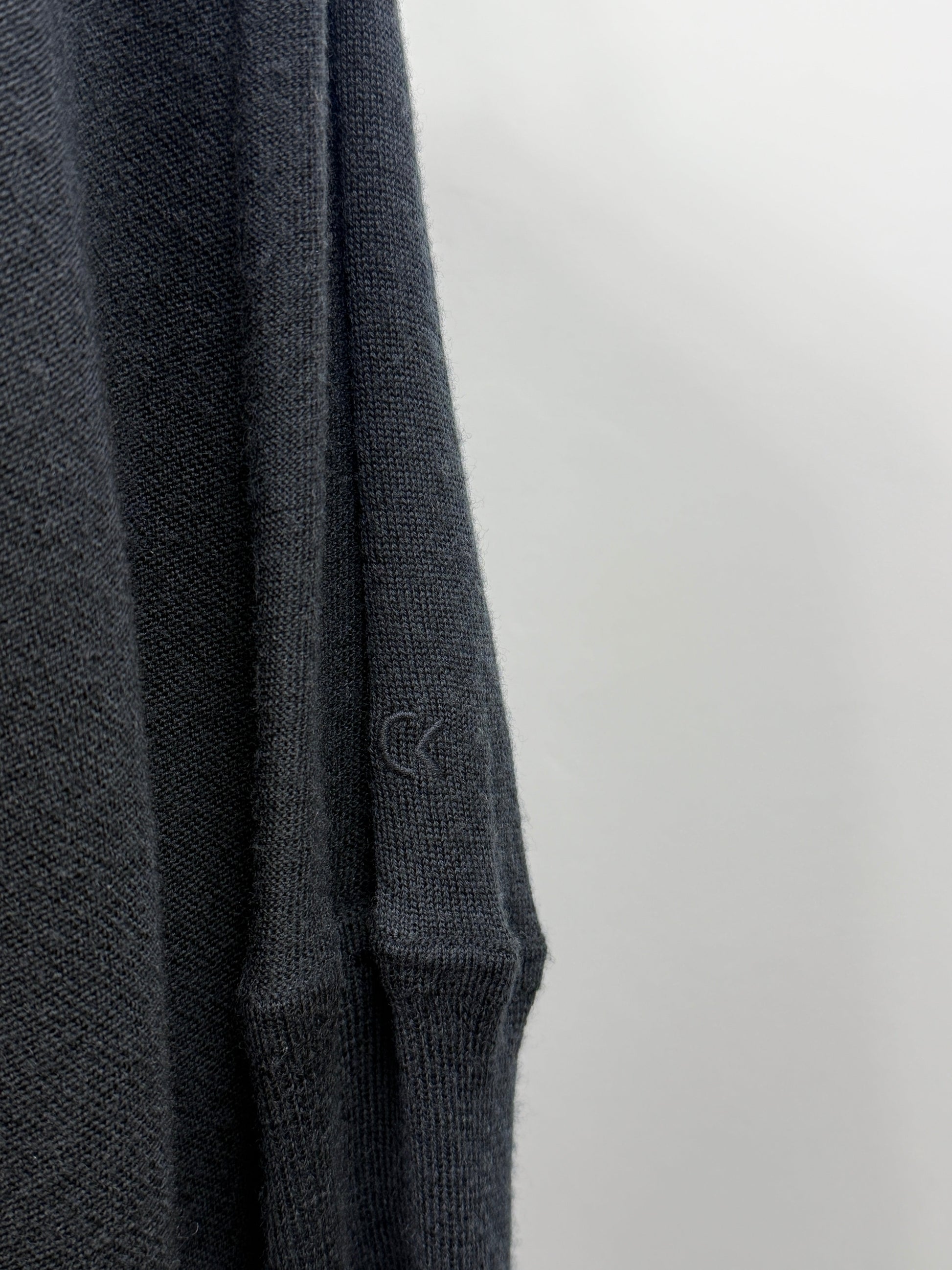 GREENIES Calvin Klein Black Draped Wool Wrap Top