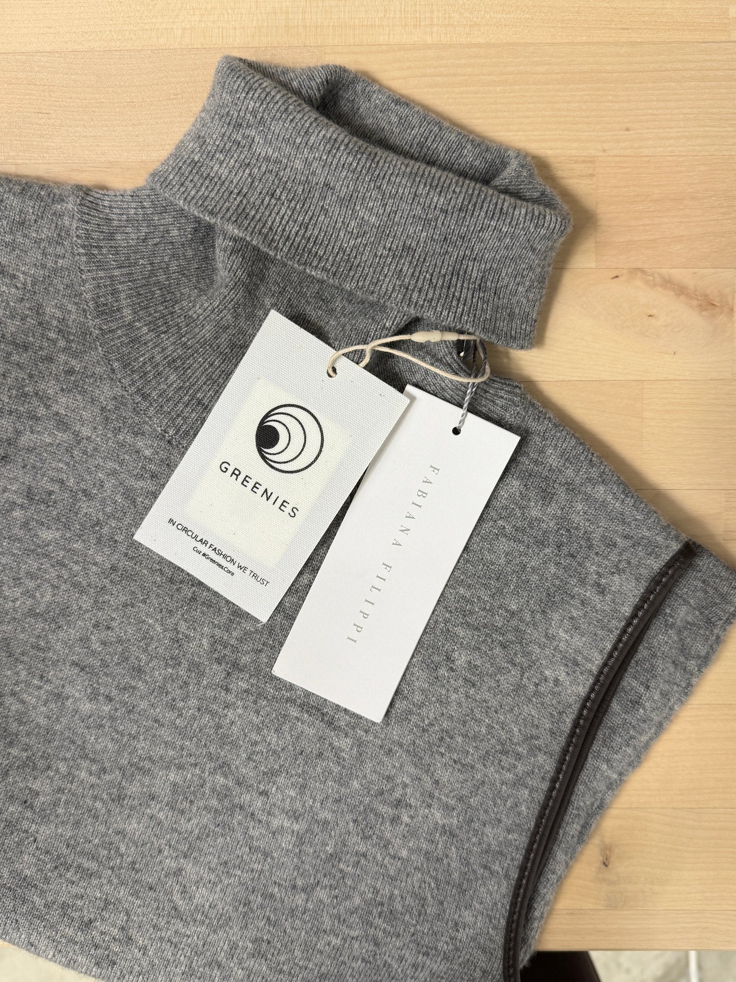 GREENIES Fabiana Filippi Grey Sleeveless Merino Turtleneck Sweater