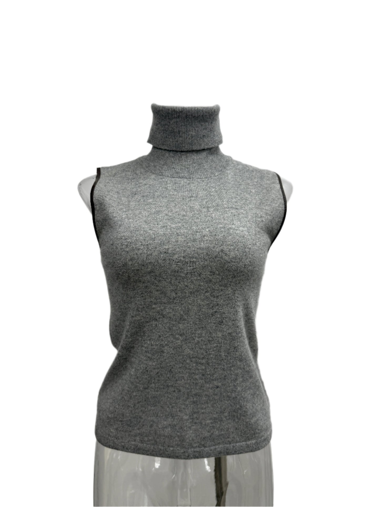 GREENIES Fabiana Filippi Grey Sleeveless Merino Turtleneck Sweater