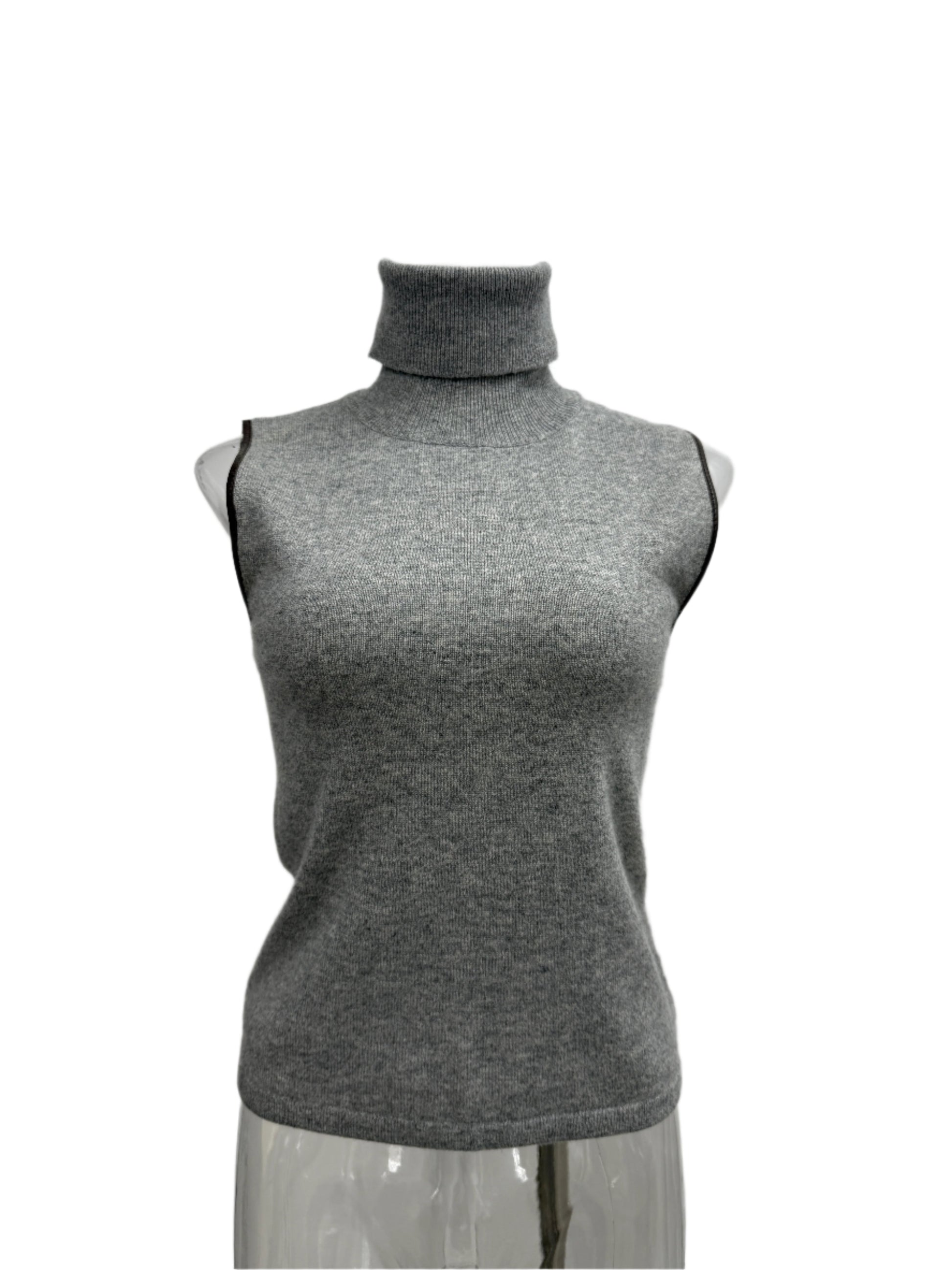 GREENIES Fabiana Filippi Grey Sleeveless Merino Turtleneck Sweater