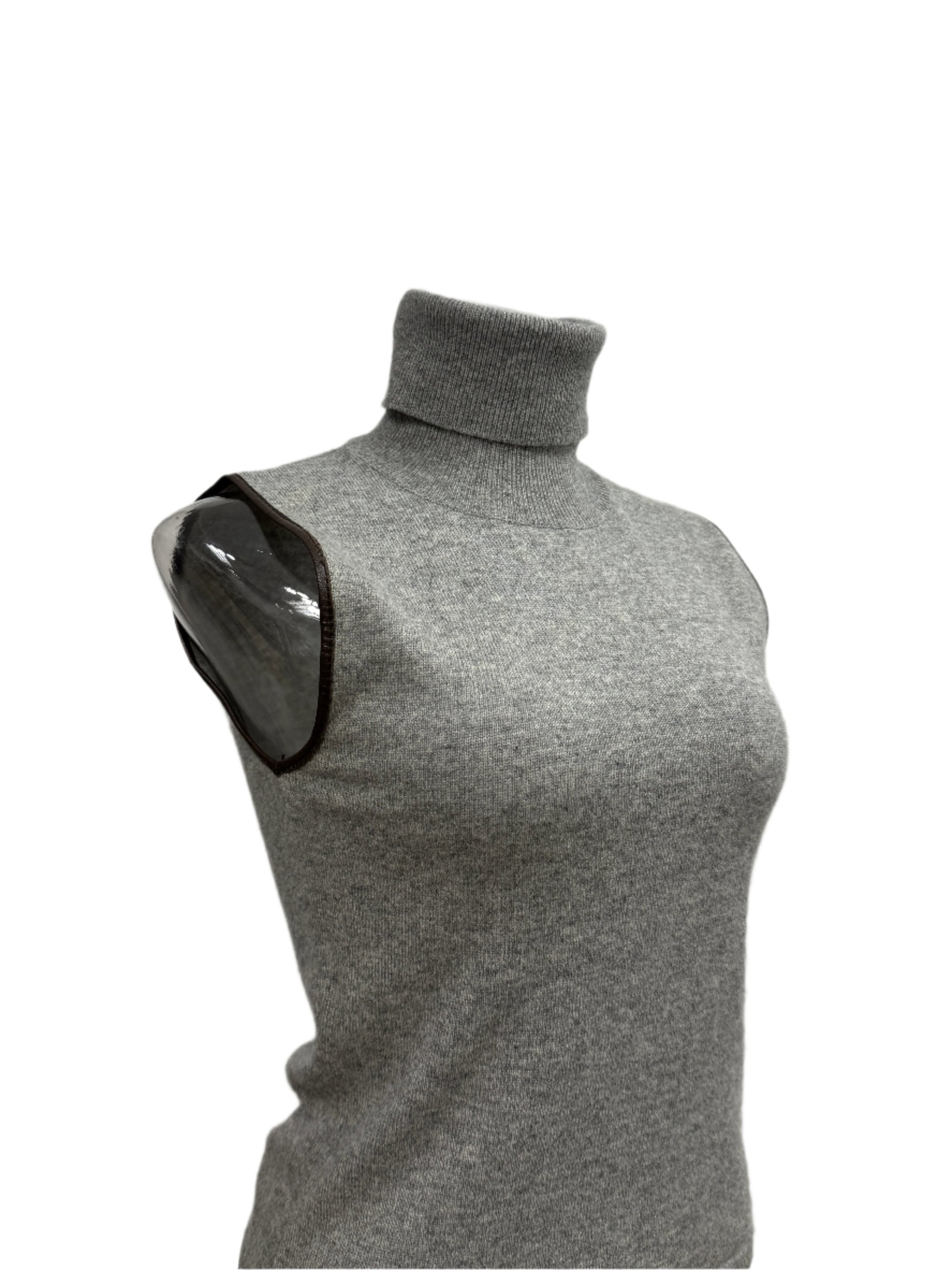 GREENIES Fabiana Filippi Grey Sleeveless Merino Turtleneck Sweater