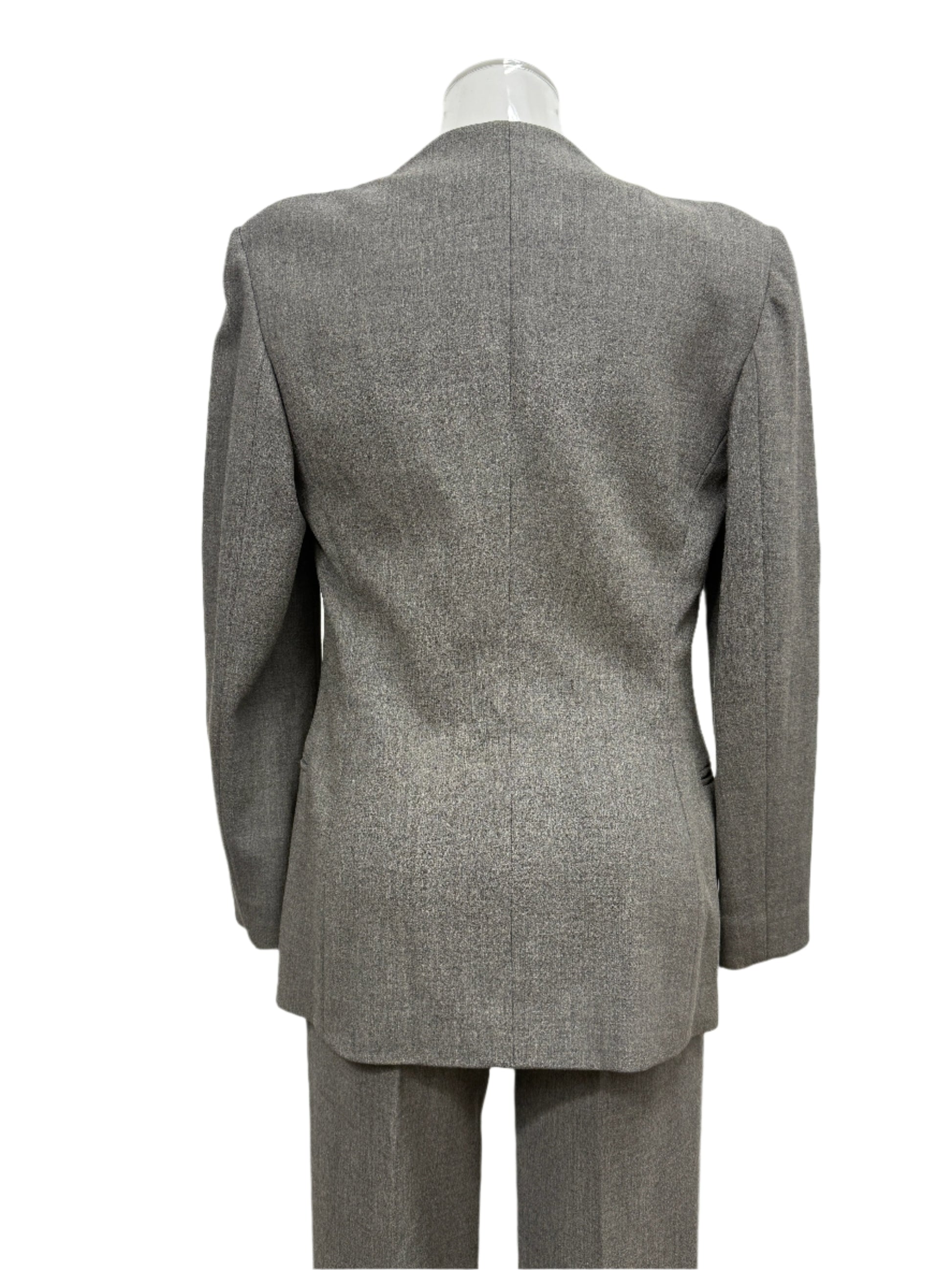 GREENIES Giorgio Armani Tailored Mandarin‑Collar Gray Double‑Breasted Suit
