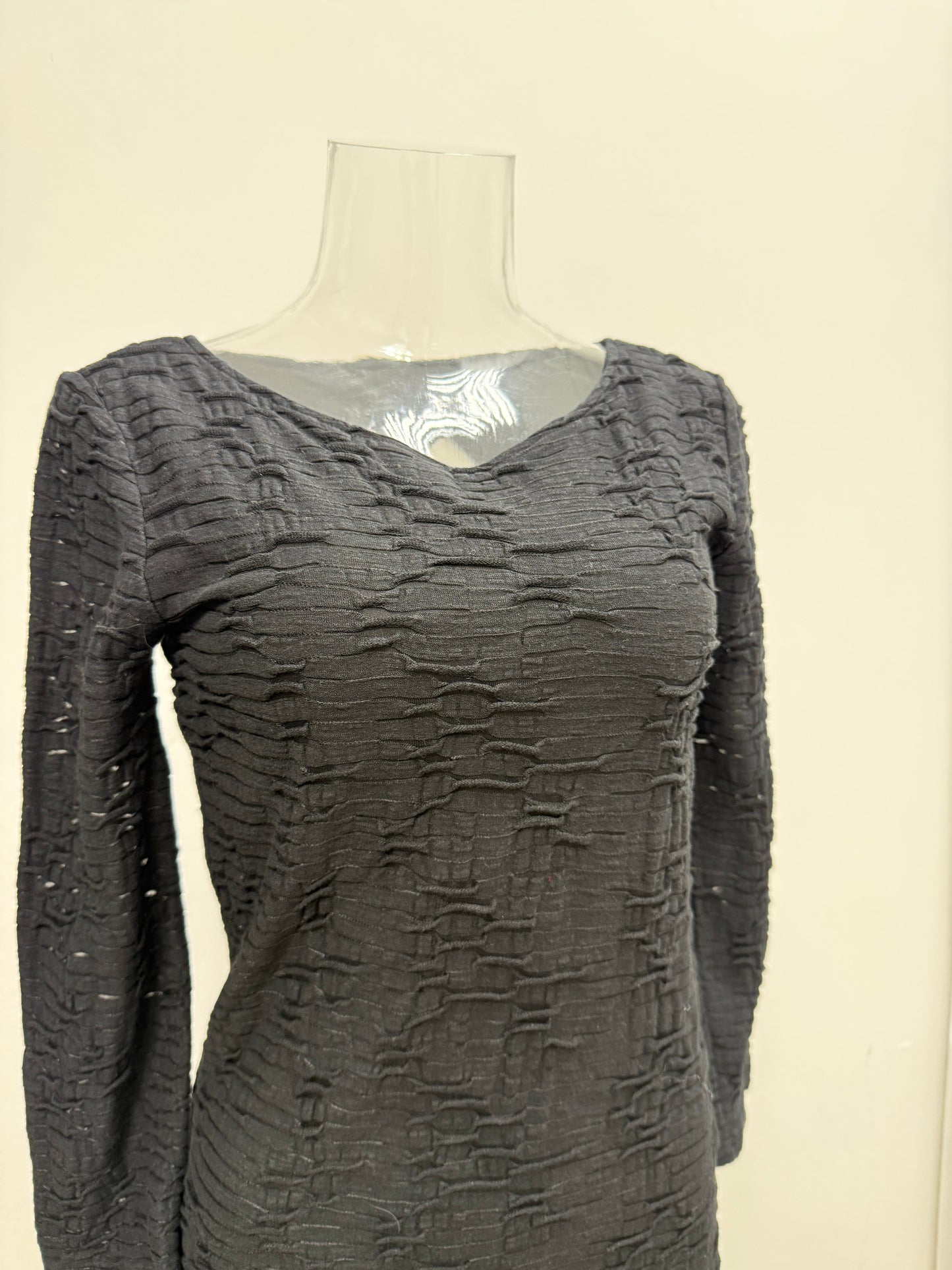 GREENIES Armani Exchange Textured Long Sleeve Fitted One-Piece