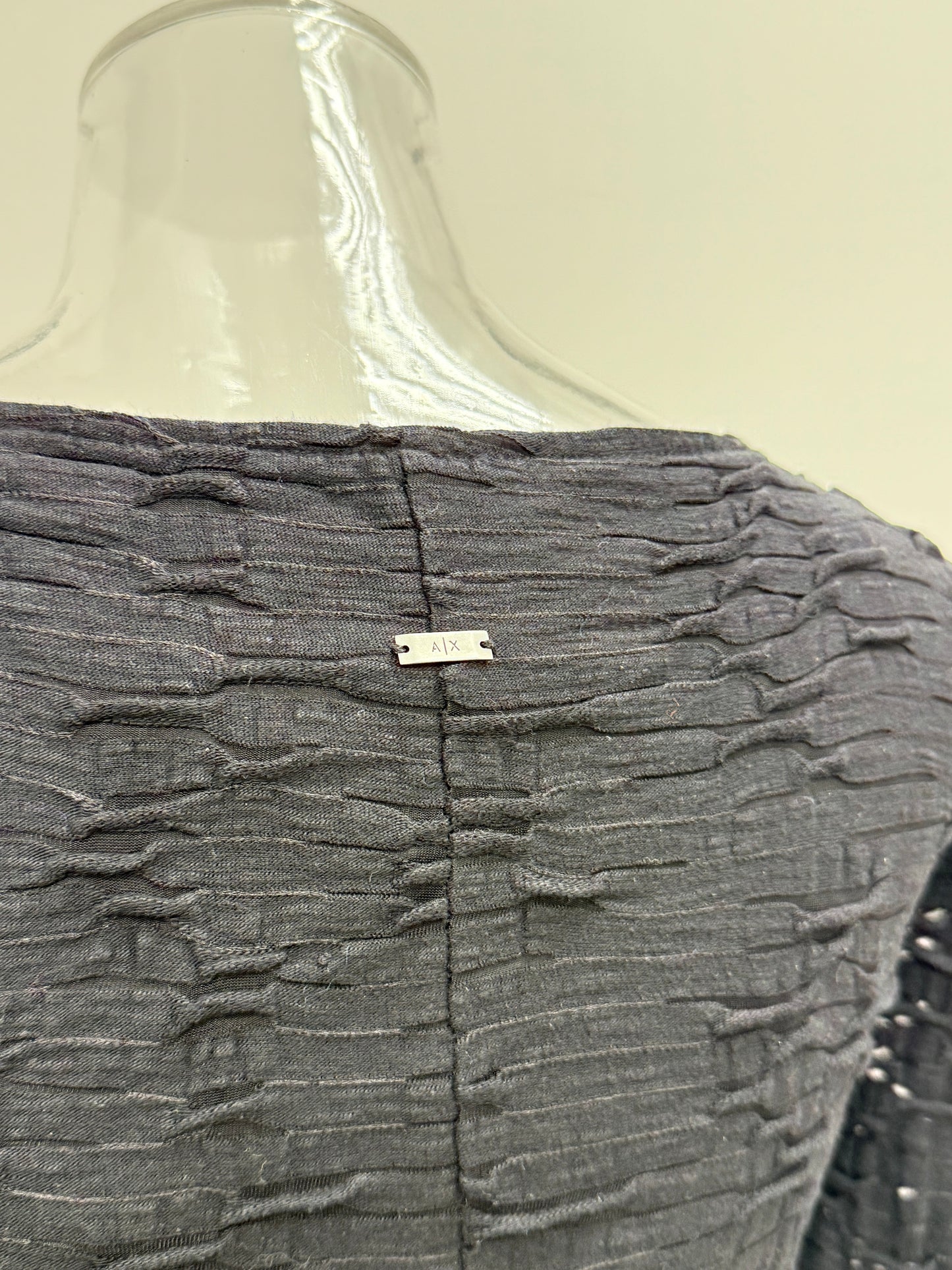 GREENIES Armani Exchange Textured Long Sleeve Fitted One-Piece