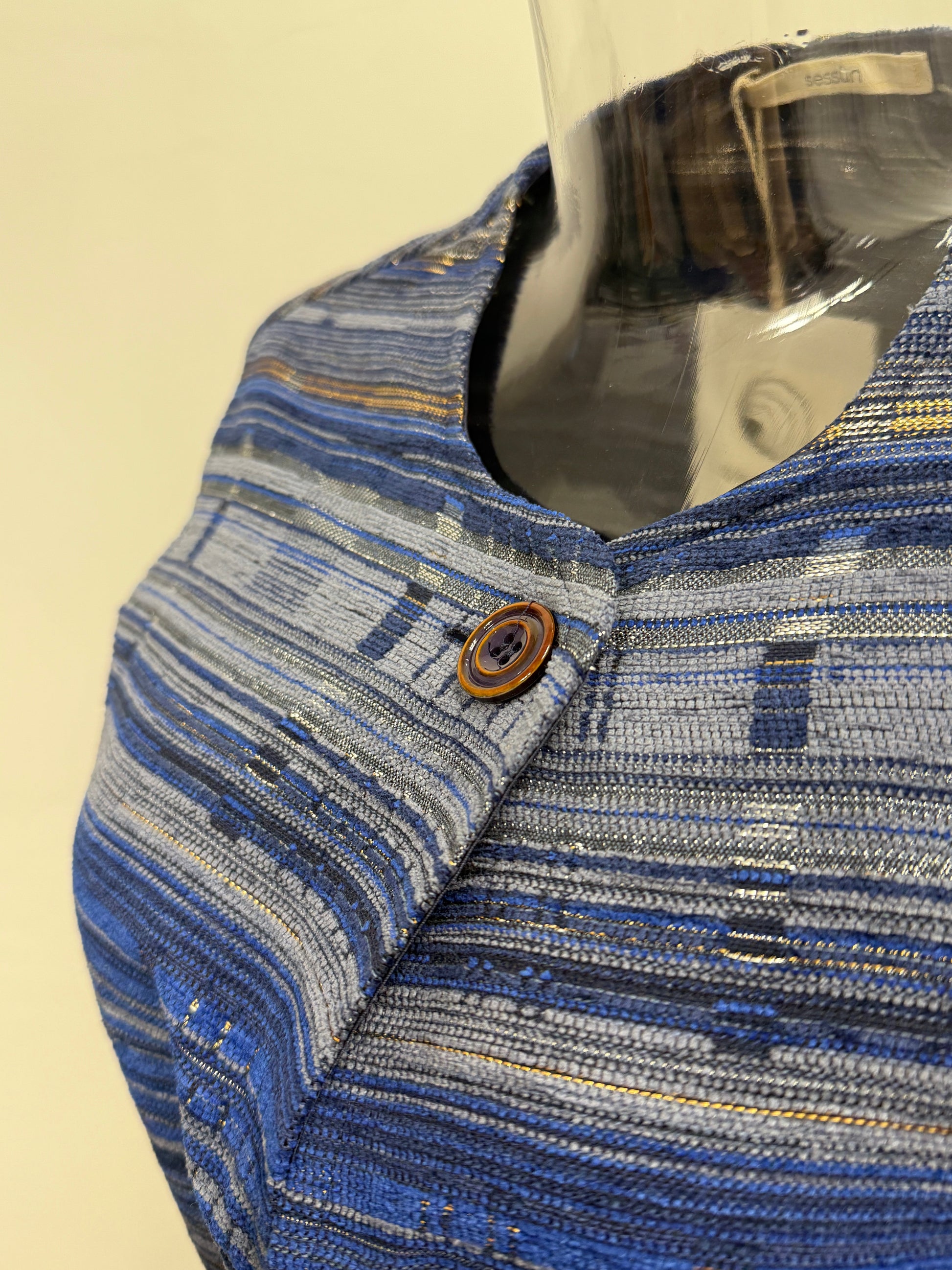 GREENIES Sessùn Blue Textured Stripe Belted Jacket