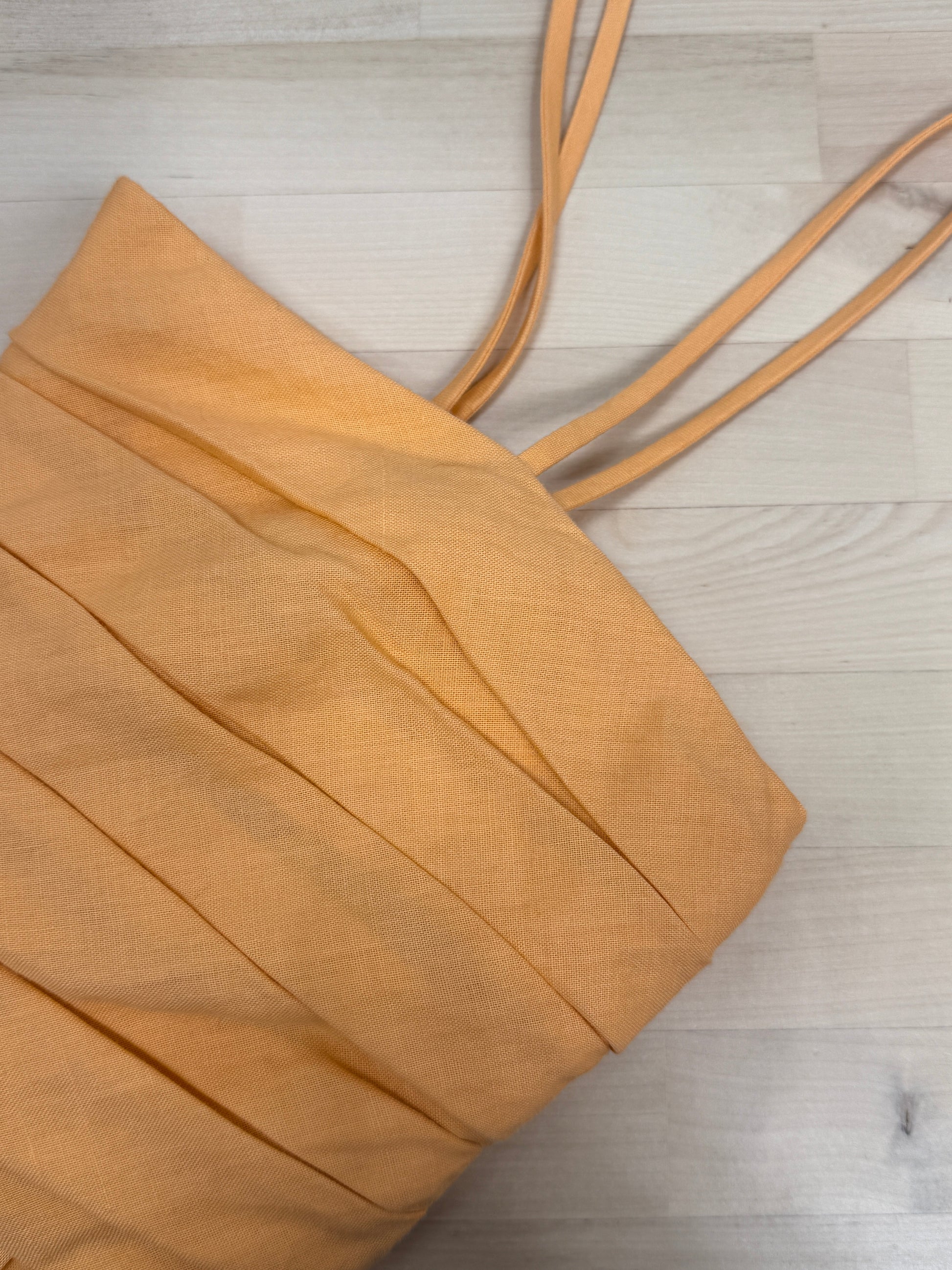 GREENIES Love Bonito Orange Pleated Spaghetti Strap One-Piece