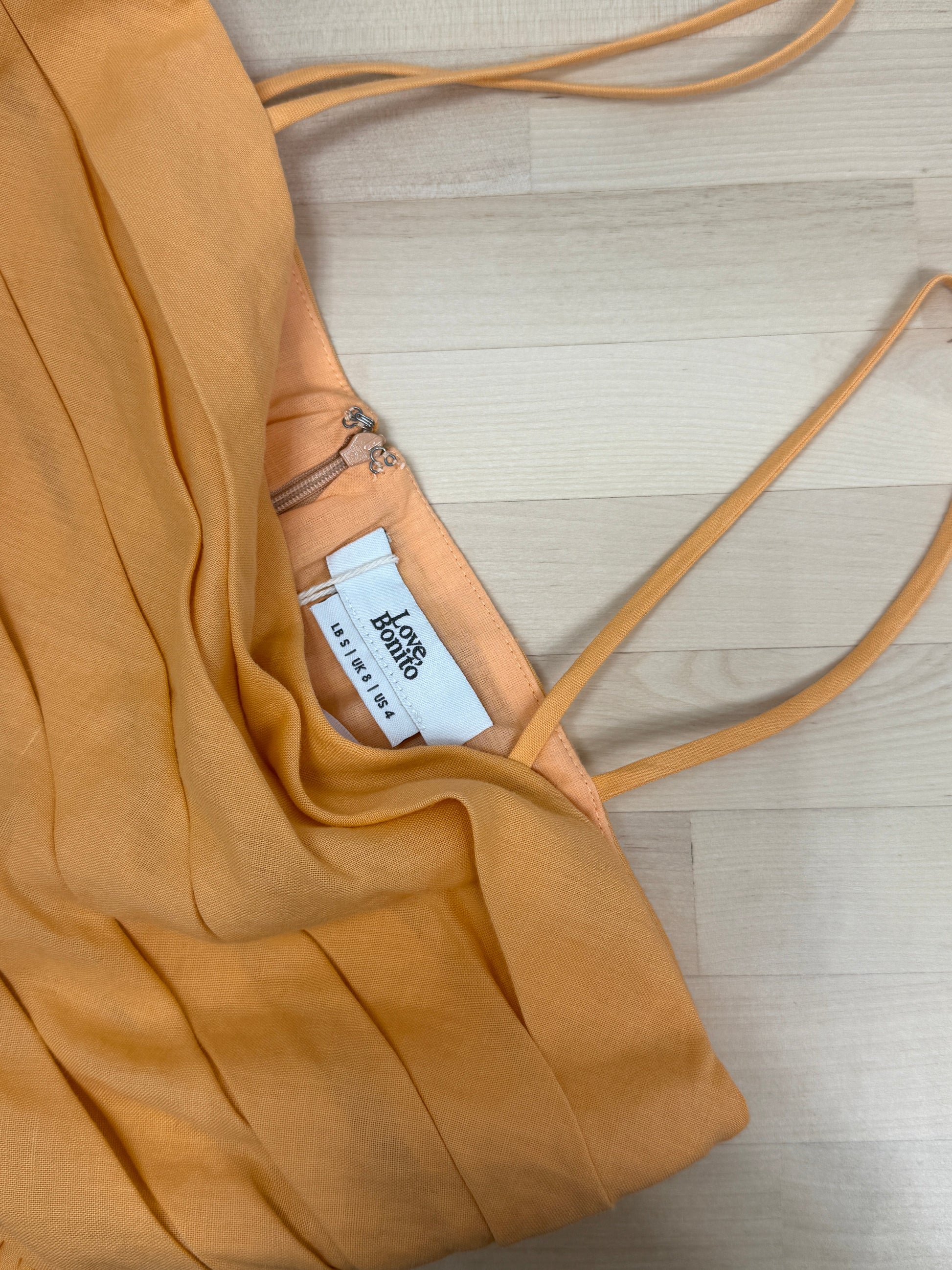 GREENIES Love Bonito Orange Pleated Spaghetti Strap One-Piece