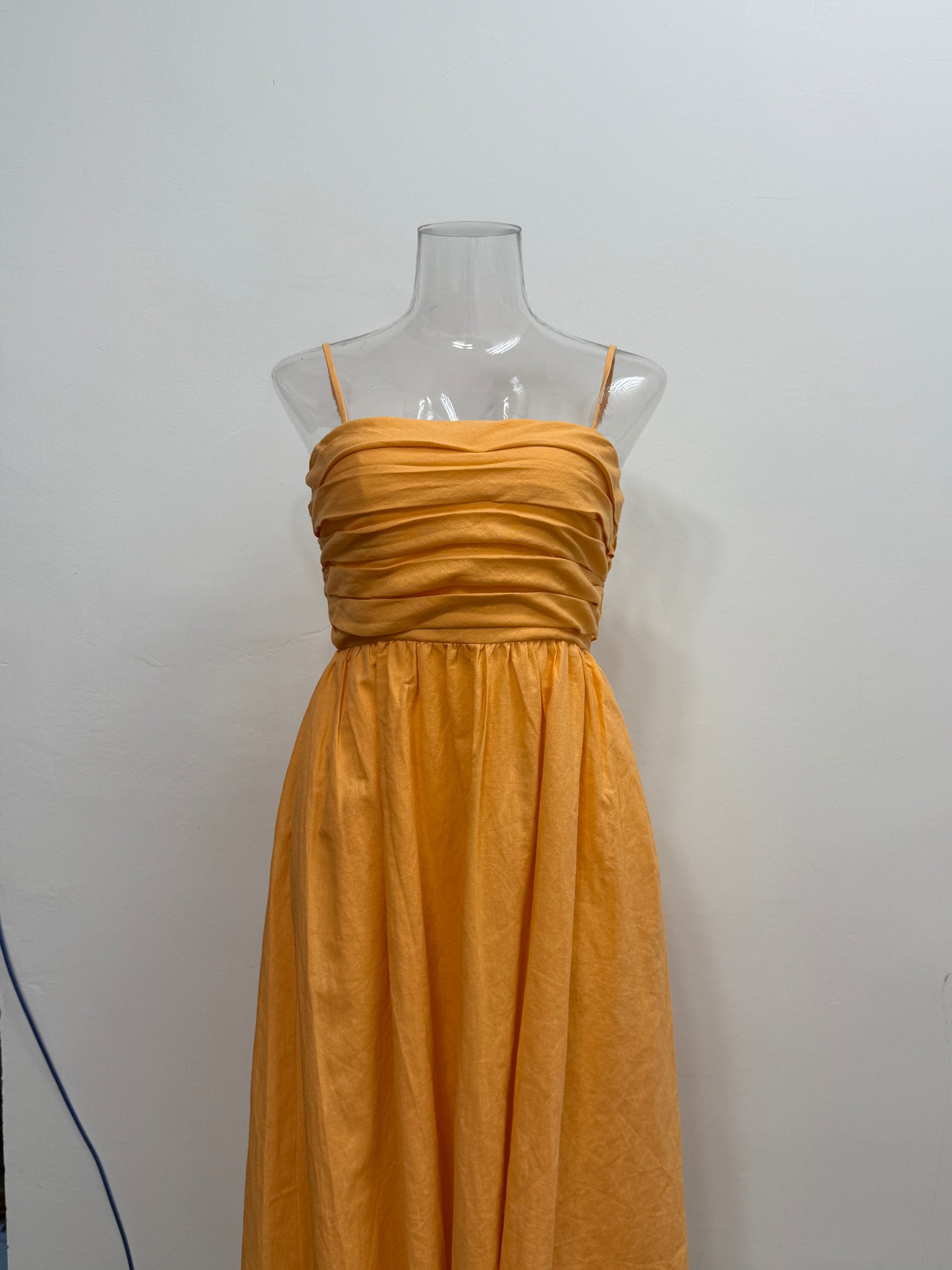 GREENIES Love Bonito Orange Pleated Spaghetti Strap One-Piece
