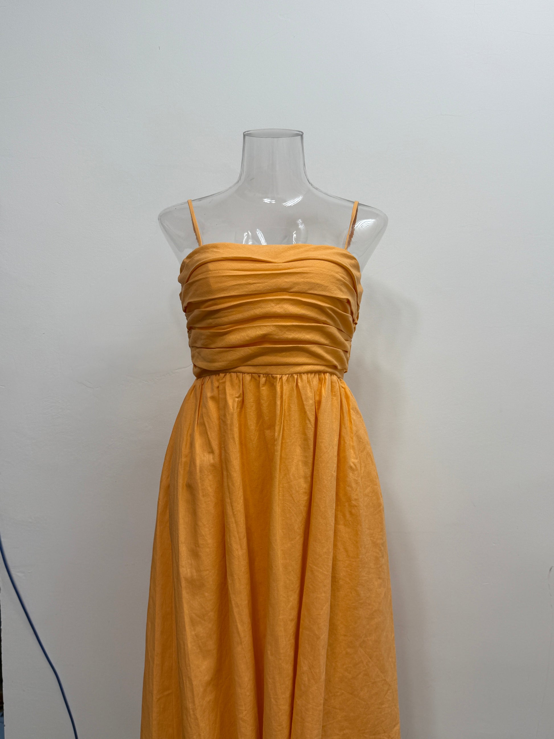 GREENIES Love Bonito Orange Pleated Spaghetti Strap One-Piece