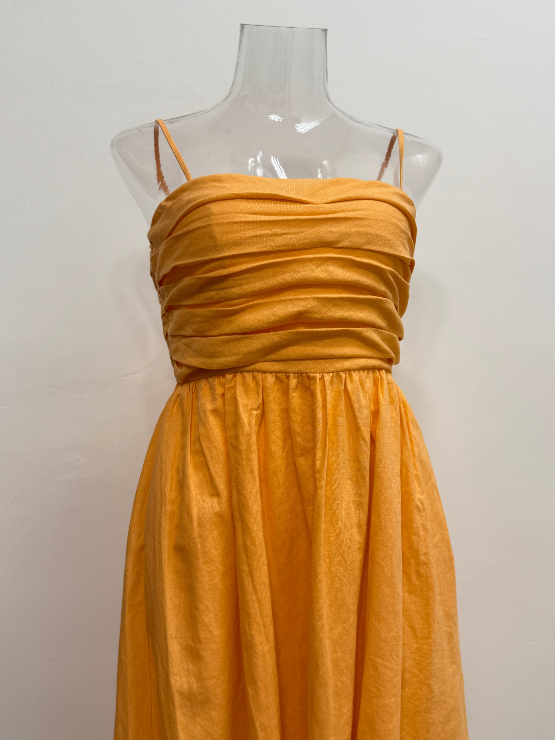GREENIES Love Bonito Orange Pleated Spaghetti Strap One-Piece