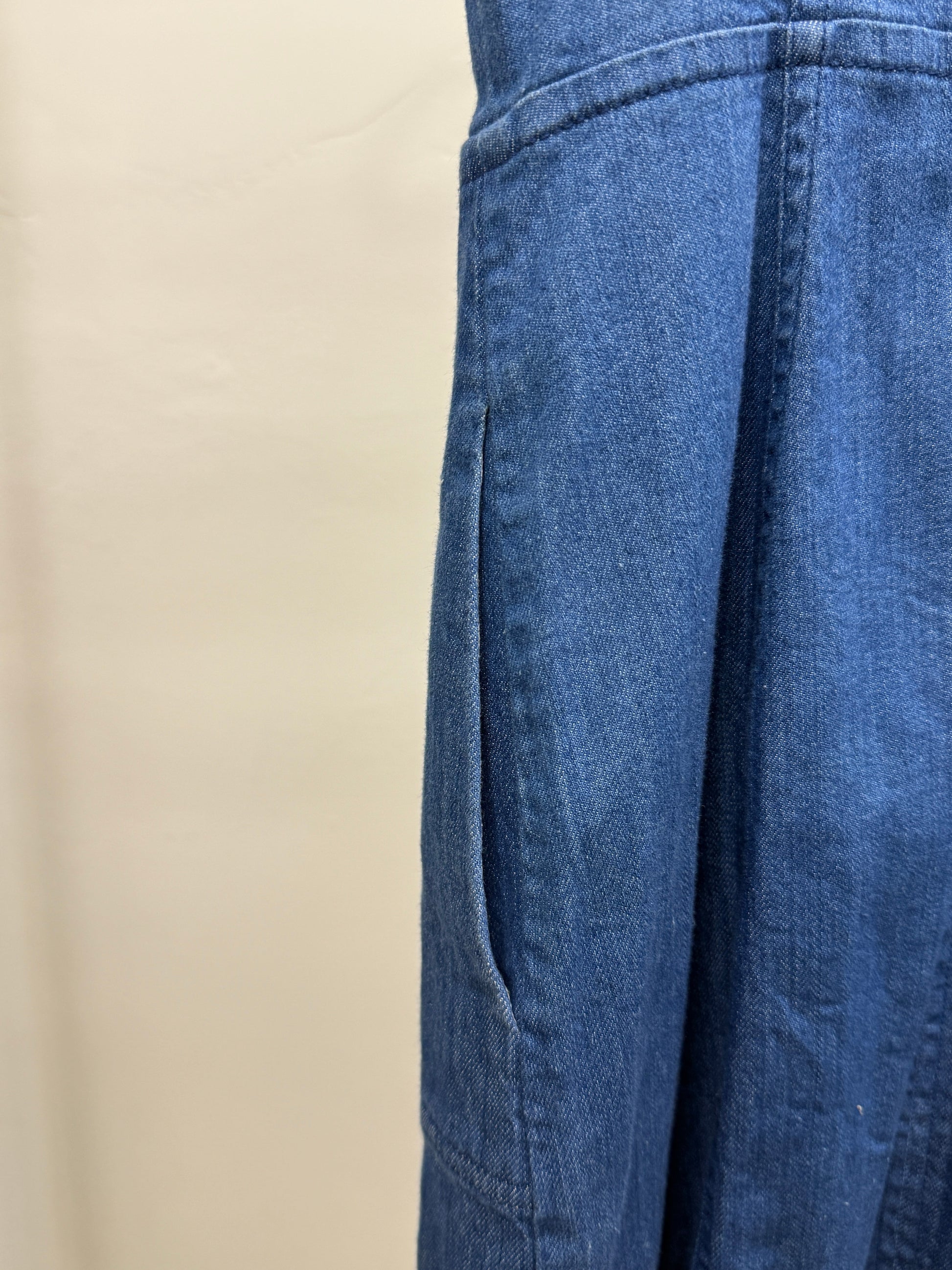 GREENIES Club Monaco Denim Blue Zipper Front Mini Dress