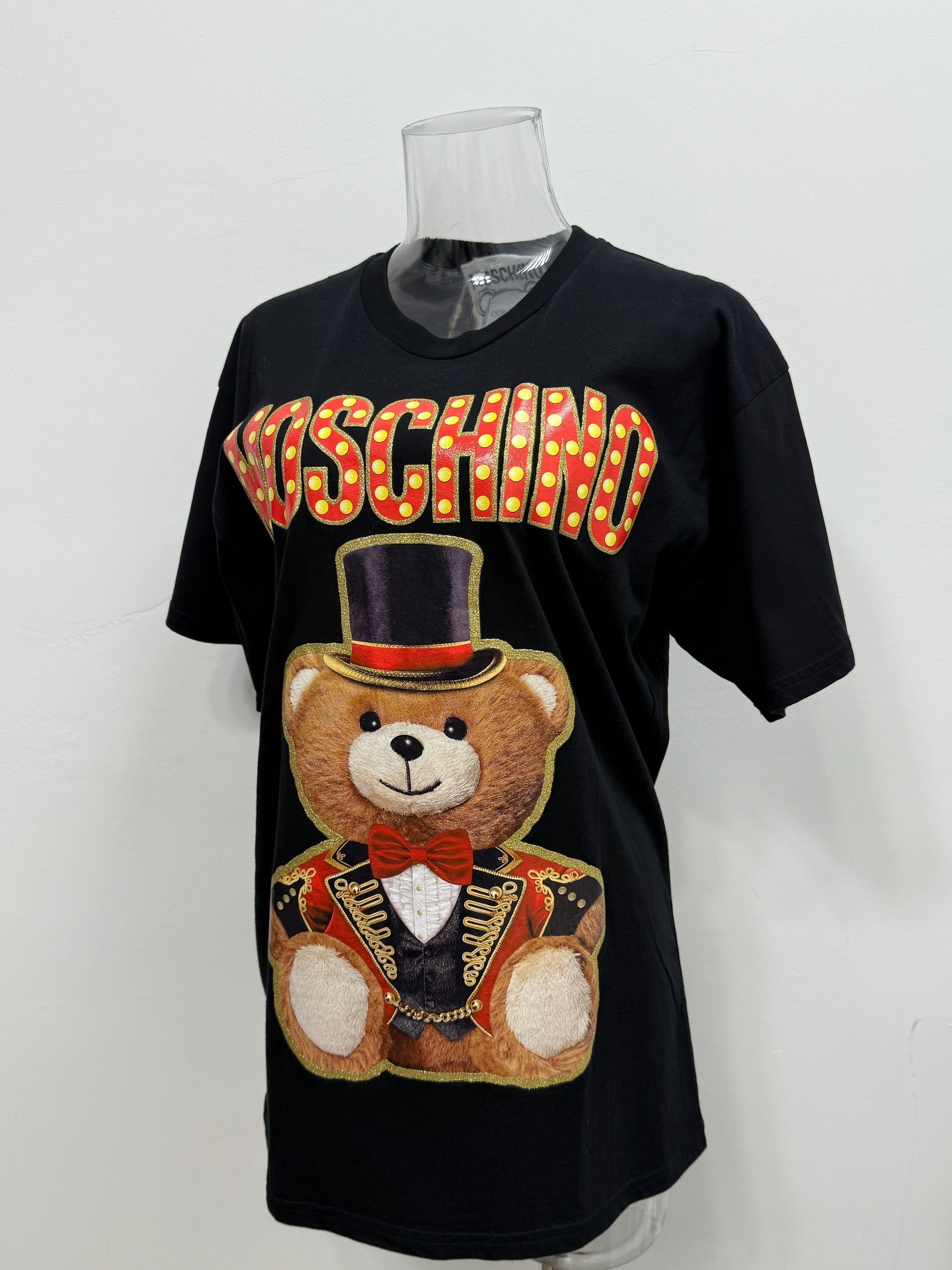 GREENIES Moschino Black Graphic Tee with Bear Print