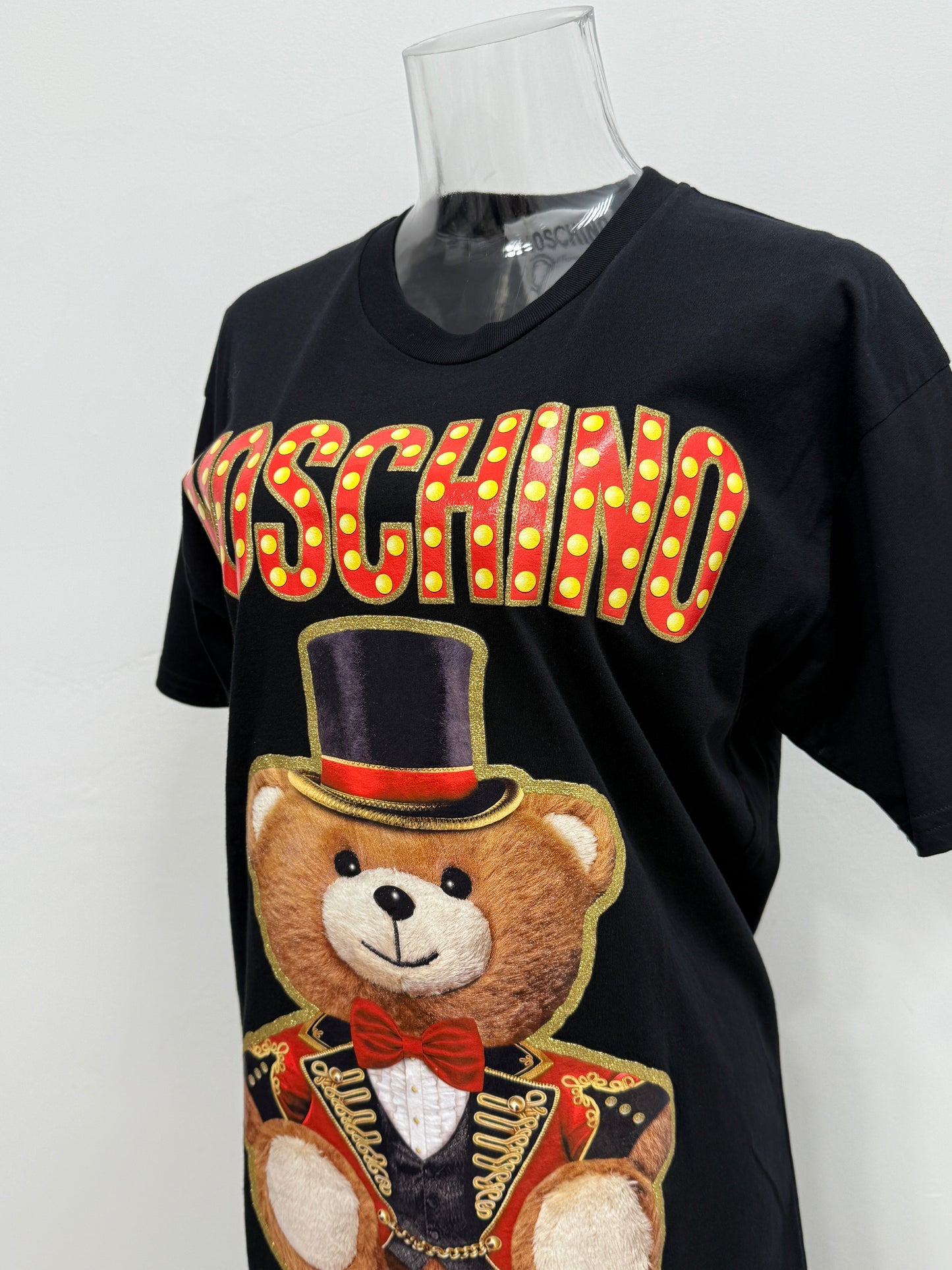 GREENIES Moschino Black Graphic Tee with Bear Print