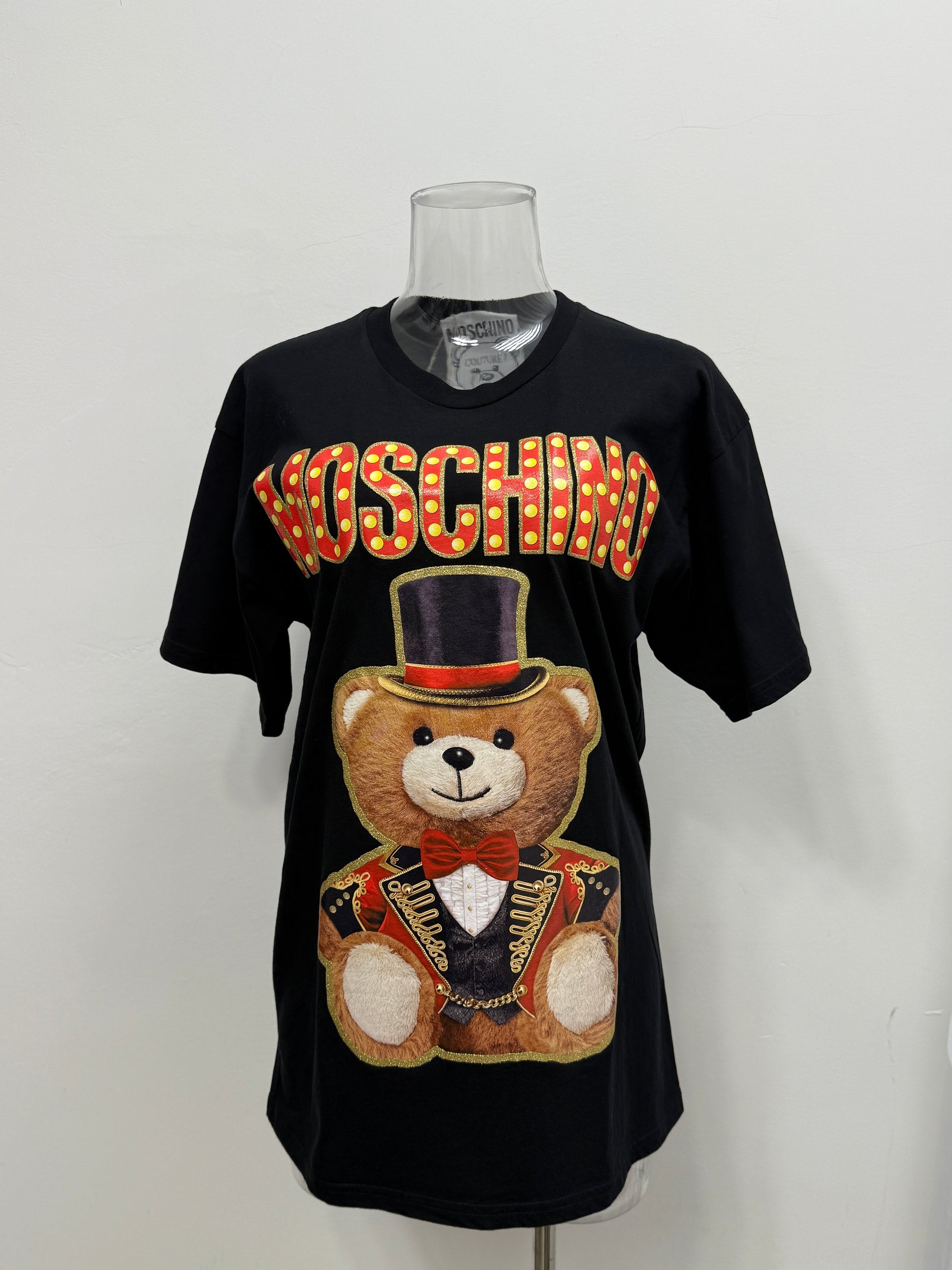 GREENIES Moschino Black Graphic Tee with Bear Print