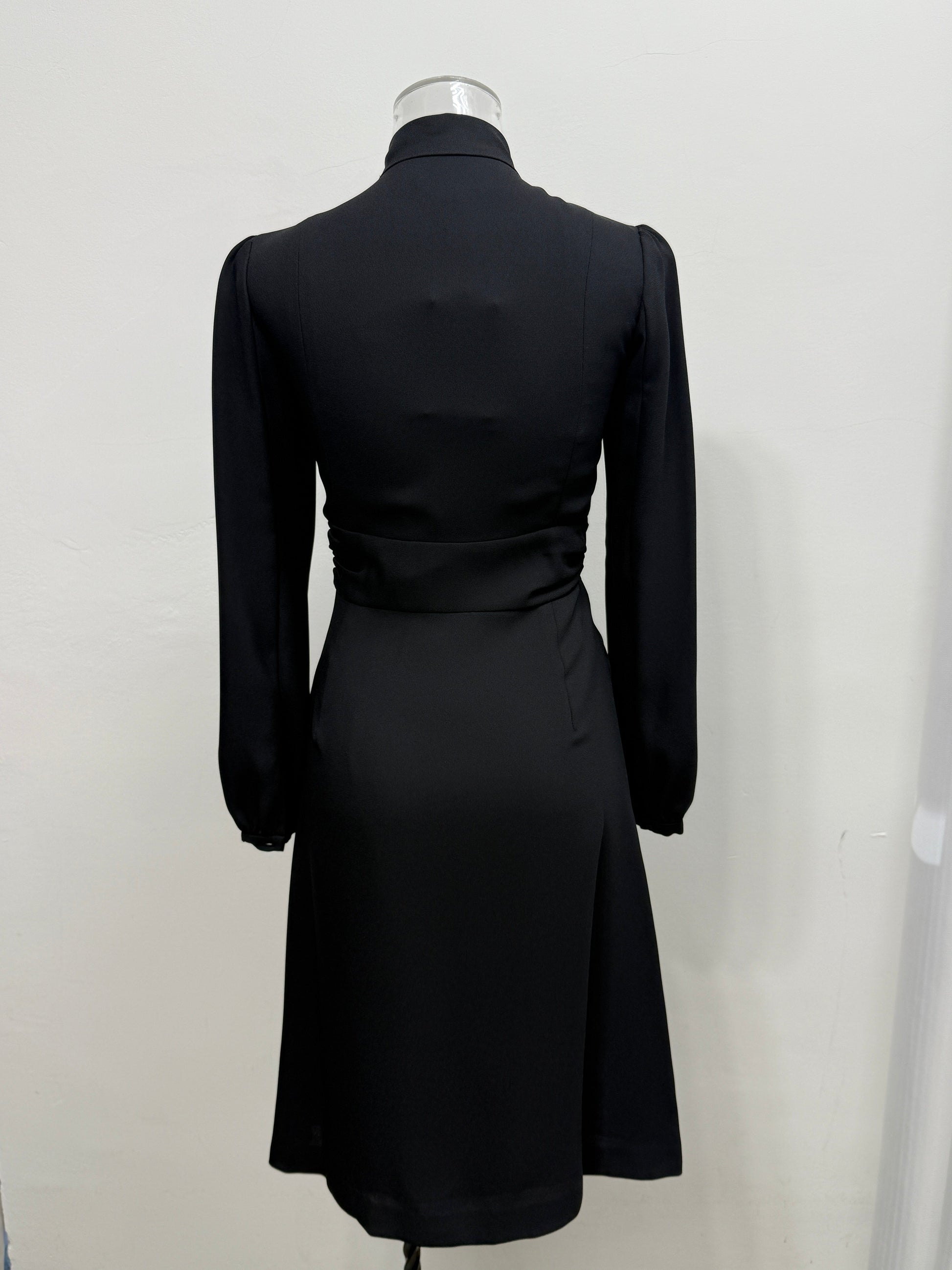 GREENIES Stage of Playlord Black Long Sleeve Tie-Neck Dress
