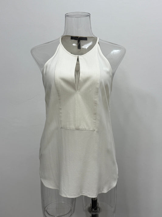 GREENIES BCBGMAXAZRIA White Sleeveless Keyhole Blouse