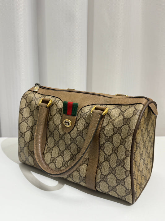 GREENIES Gucci Beige Monogram Dome Satchel