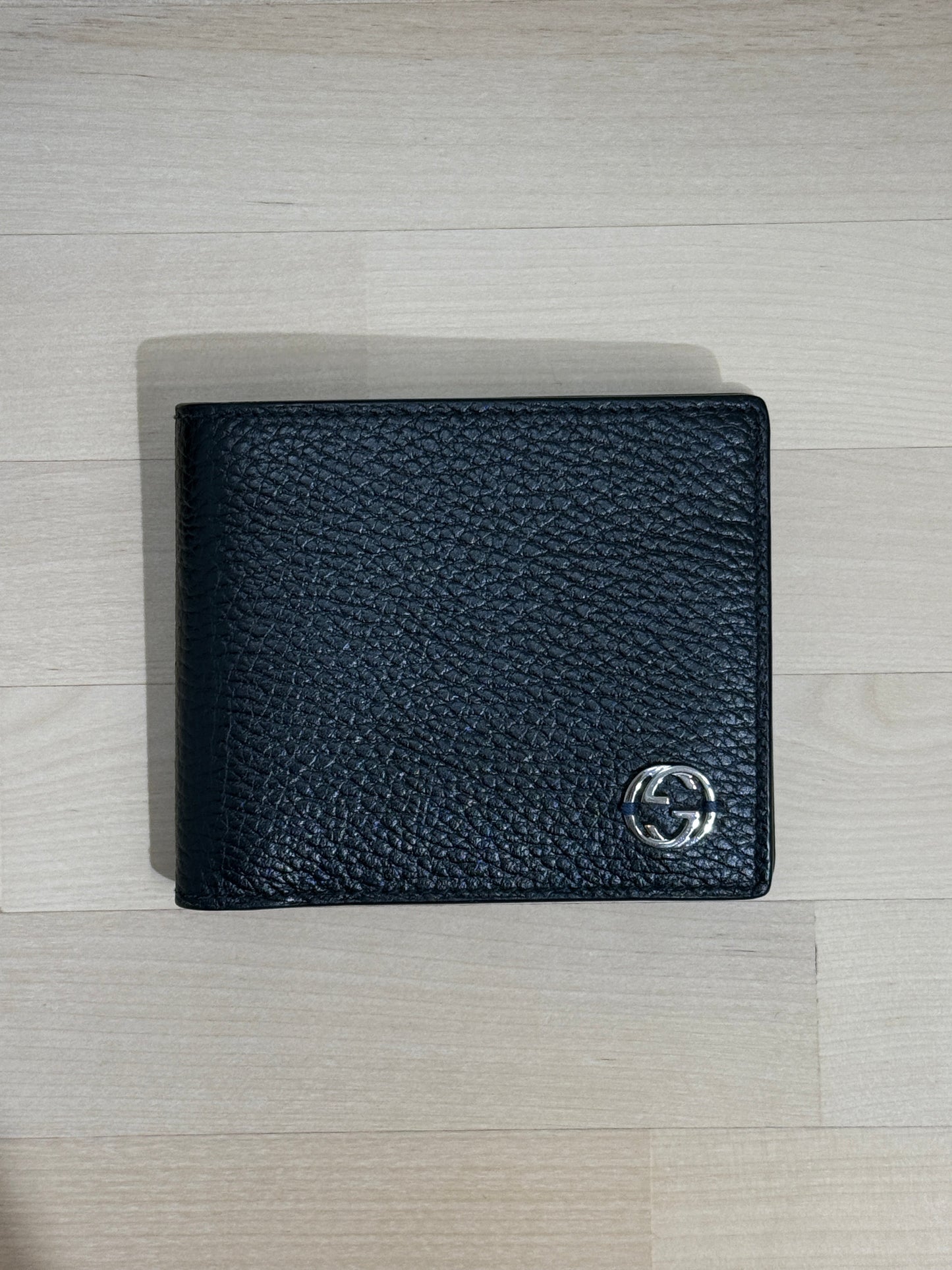 GREENIES Gucci Black Pebbled Leather Bi-Fold Wallet