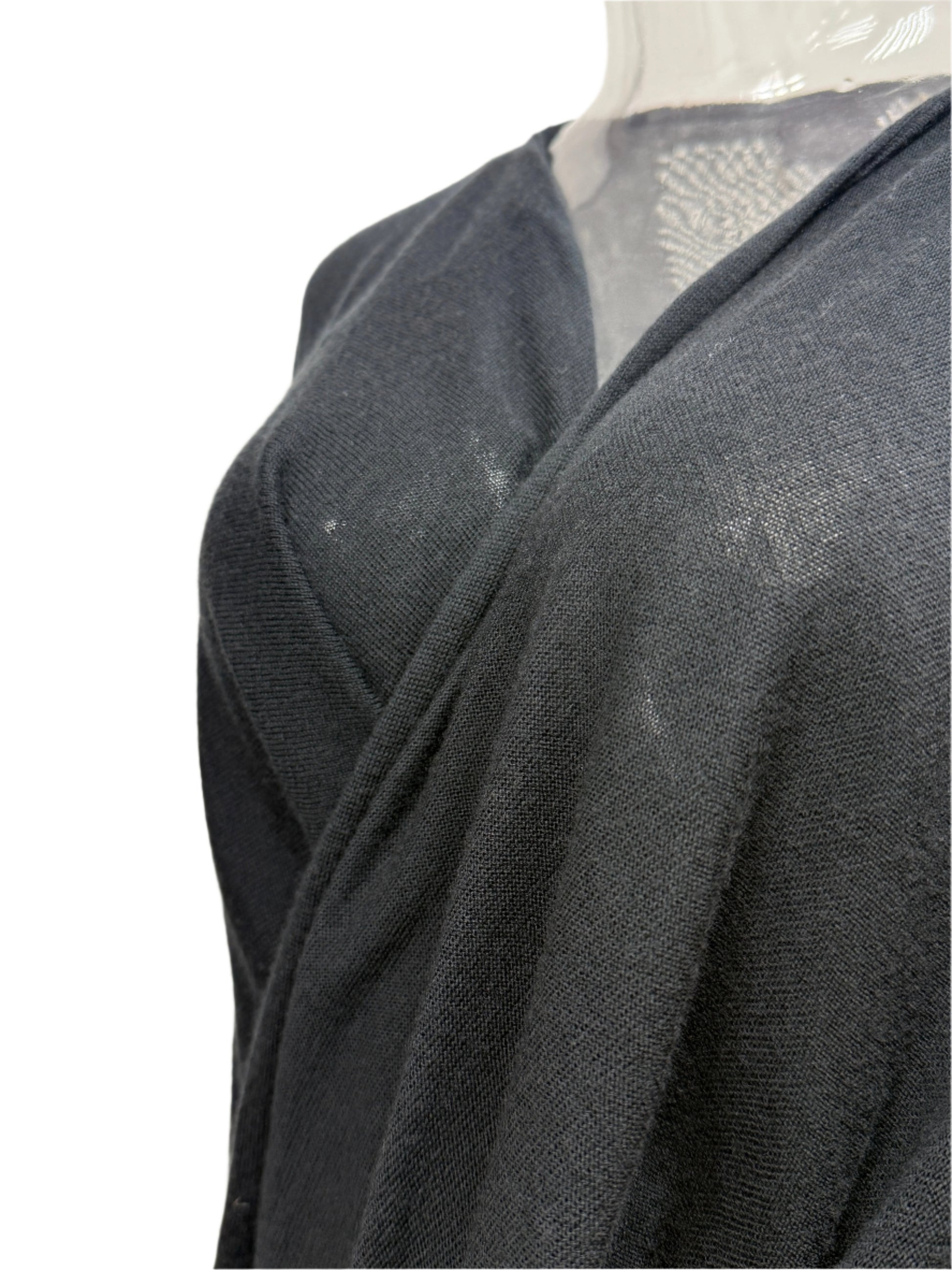 GREENIES Calvin Klein Black Draped Wool Wrap Top