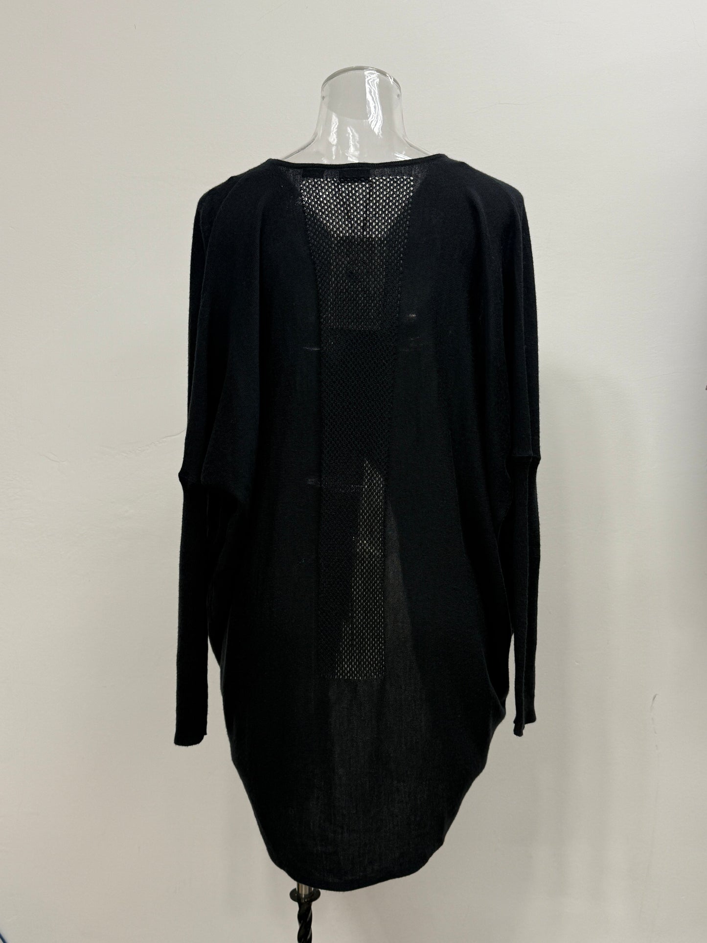 GREENIES Calvin Klein Black Draped Wool Wrap Top