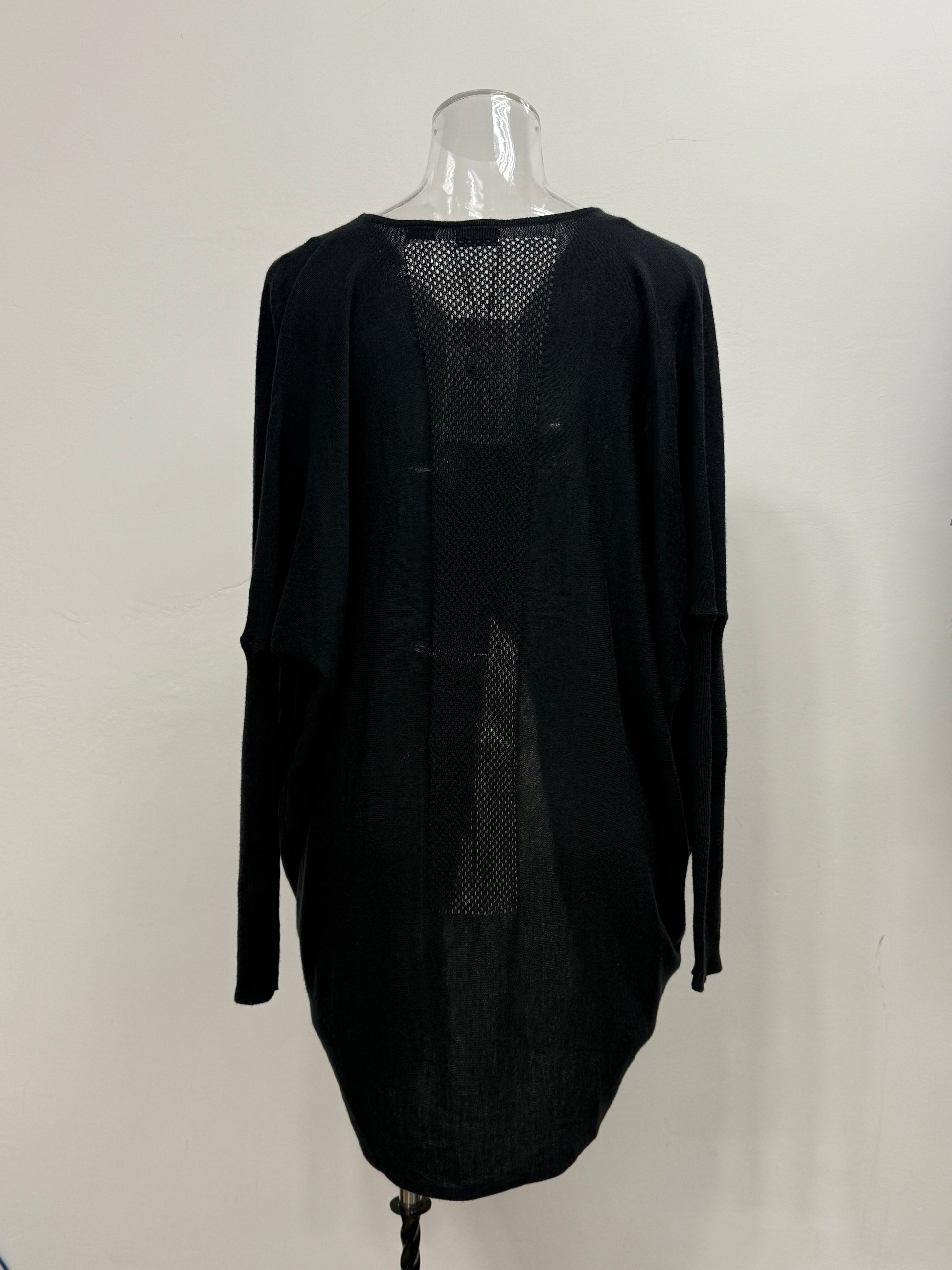 GREENIES Calvin Klein Black Draped Wool Wrap Top