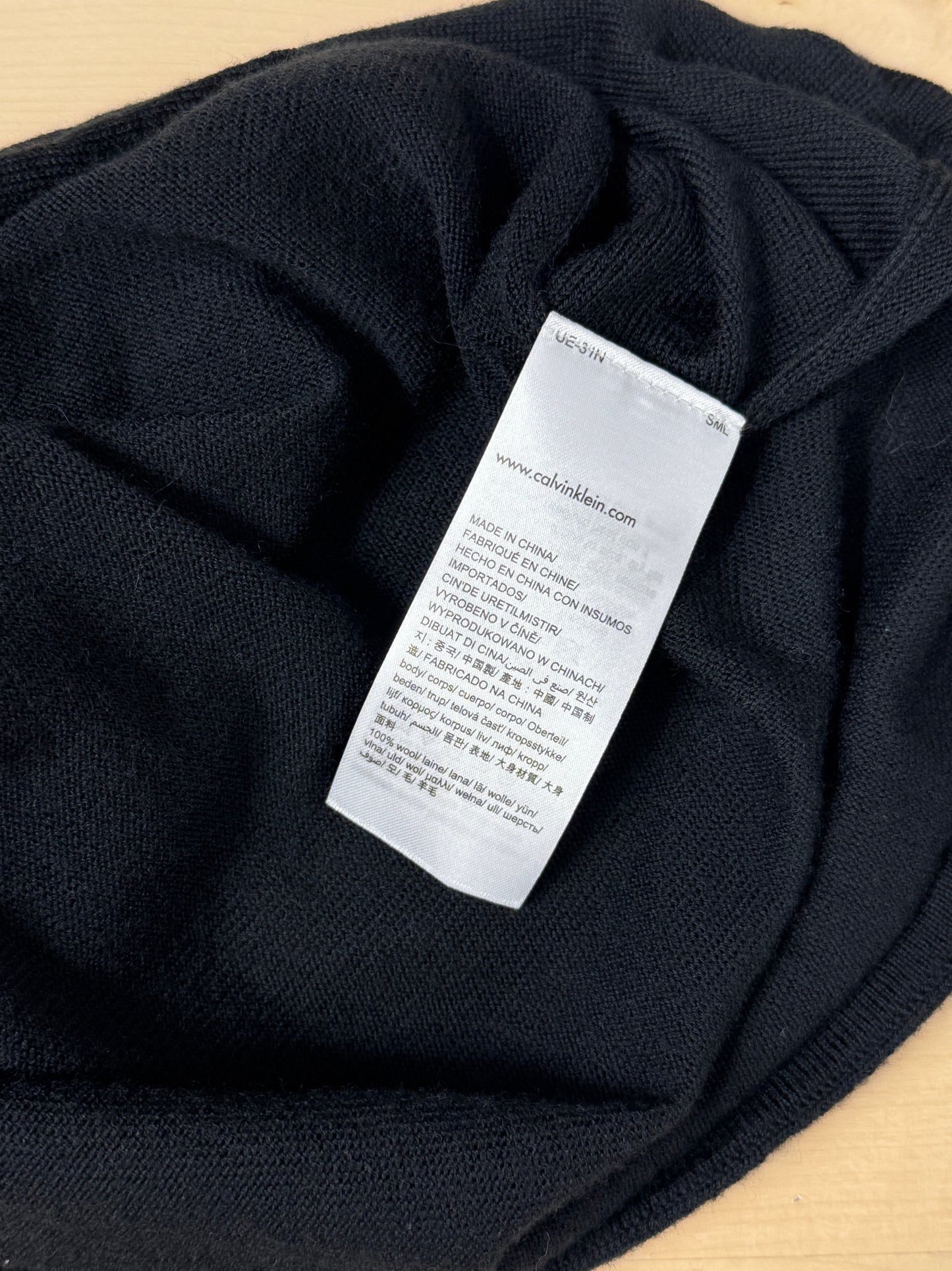 GREENIES Calvin Klein Black Draped Wool Wrap Top