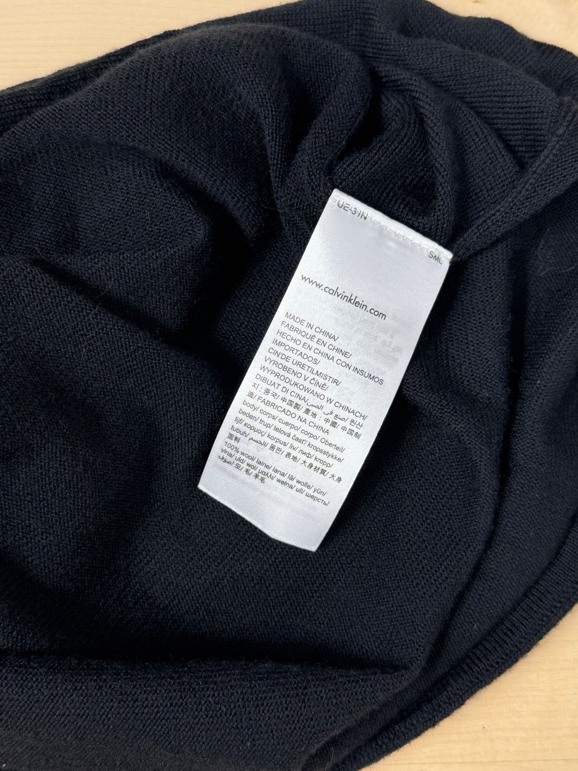 GREENIES Calvin Klein Black Draped Wool Wrap Top