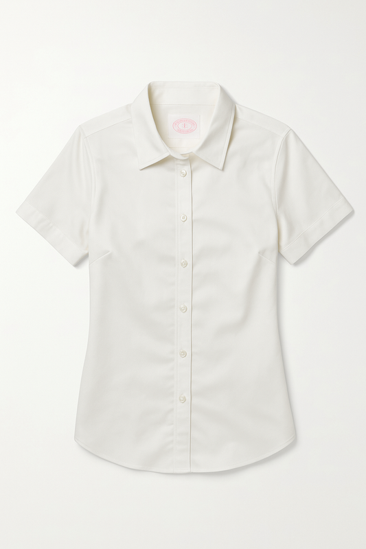 White Short Sleeve Fitted Shirt